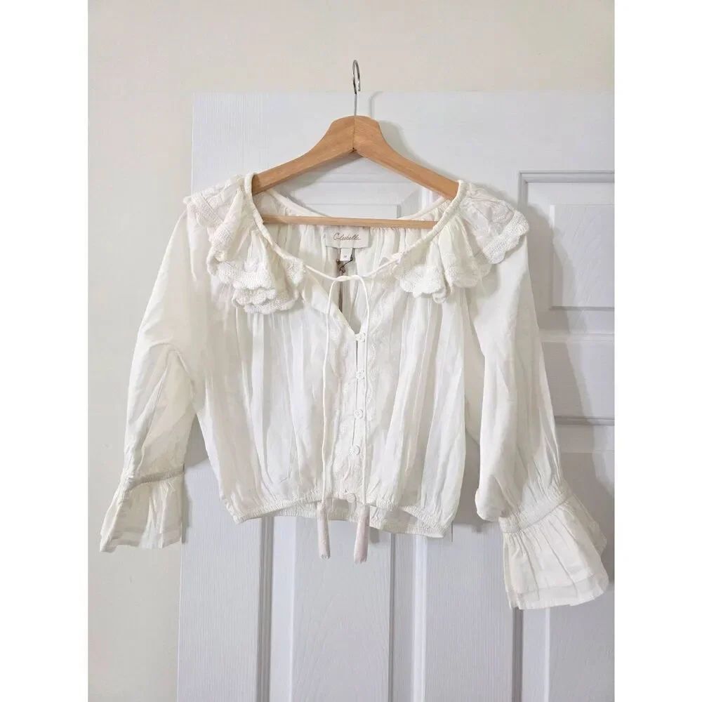 Cleobella White crop blouse M NWT